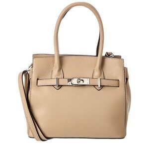 Italian Leather Top Handle Satchel, Brown